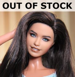 custom barbie fashionista brunette head ooak