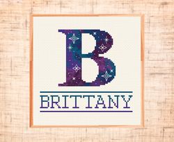 monogram b cross stitch pattern galaxy letter cross stitch baby name cross stitch space nursery cross stitch pdf