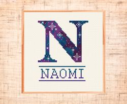 monogram cross stitch pattern galaxy letter n cross stitch baby name cross stitch space nursery cross stitch pdf