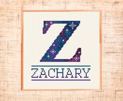 monogram cross stitch pattern galaxy letter z cross stitch baby name cross stitch space nursery cross stitch pdf