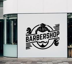 barbershop sticker emblem logo wall sticker vinyl decal mural art decor