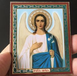 st gabriel | gold and silver foiled mounted on wood | size: 2,5" x 3,5" |