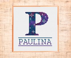 monogram p cross stitch pattern baby name cross stitch custom baby girl cross stitch personalized space cross stitch pdf