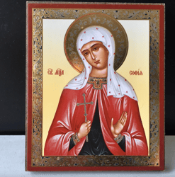 saint sophia | miniature icon on wood | silver and gold foiled | size: 2,5" x 3,5"