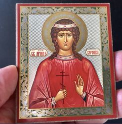 martyr veronica | miniature icon on wood | silver and gold foiled | size: 2,5" x 3,5"