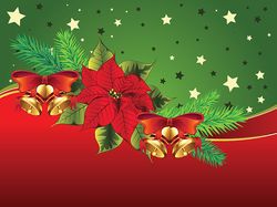 christmas banner with poinsettia