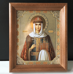 st olga of kiev | in wooden frame with glass | lithography icon | size: 6" x 5"