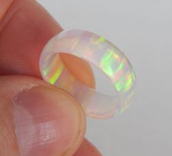 very beautiful unique opal ring. solid opal ring. transparent opal ring.