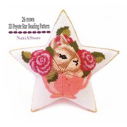 baby bunny - 3d peyote star beading pdf pattern / easter / beaded star