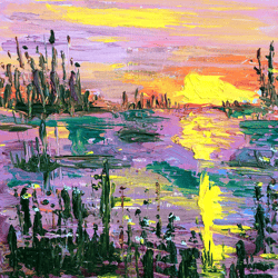 everglades painting national park florida landscape original art 10 by 8