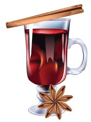 hot winter drink, mulled wine glass design illustration