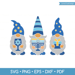 hanukkah gnomes svg - gnomes with menorah - chanukah cut files