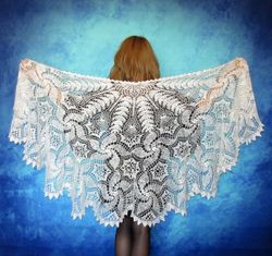 white crochet russian shawl, hand knit orenburg wool shoulder wrap, goat down stole, warm bridal cape, cover up,kerchief