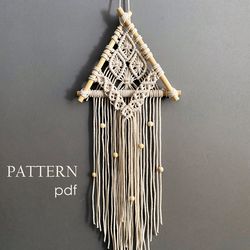 macrame triangle pattern pdf, triangular dream catcher tutorial for beginners