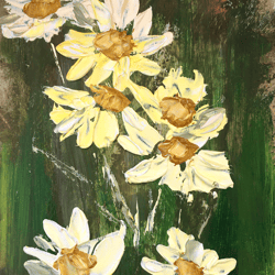 chamomile painting original art daisies flowers small original art 7 by 5