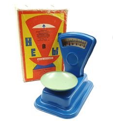 tin toy doll scale in original box ussr 1970s