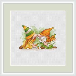 gnome cross stitch pattern garden cross stitch pattern spring cross stitch pattern flower cross stitch pattern