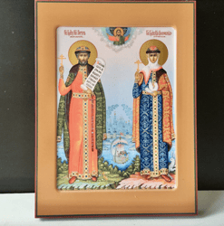 Saint Peter And Fevronia | undefined High Quality Serigraph Icon On Wood | Size: 24 X 18 X 2 Cm (9 1/2"x 7")