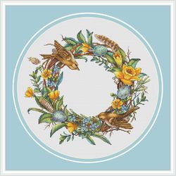 easter cross stitch pattern wreath cross stitch pattern spring cross stitch pattern flower cross stitch pattern