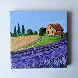 italian landscape painting, rustic floral wall art, mini canvas landscape painting impasto art