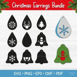 christmas earrings svg bundle for crafters, christmas jewelry template