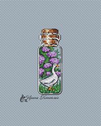 goose cross stitch pattern, bottle cross stitch pattern, modern cross stitch pattern in pdf, small scheme for embroidery