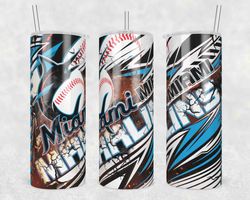 miami marlins template tumbler wrap, 20oz tumbler wrap, miami marlins png, mlb baseball tumbler, mlb fan gift png