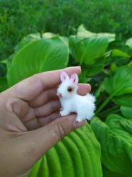 miniature realistic bunny rabbit minitoy ooak pet friend for doll custom figurine dollhouse miniatures handmade crochet