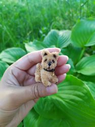 miniature realistic terrier dog mini toy ooak pet friend for doll custom figurine dollhouse miniatures handmade crochet