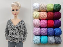 barbie doll clothes 20 colors cardigan