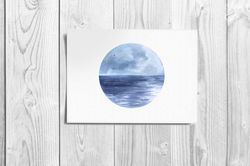 watercolor postcard with the sea. postcard with the sea. blue watercolor sea. beautiful card. 10x15. postcard for a gift