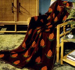 vintage afghan knitting pattern, pineapple afghan pattern, blanket knitting pattern pdf, knit aran afghan pattern