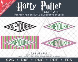 harry potter clip art design svg dxf png pdf - honeydukes logo bundle & free font!