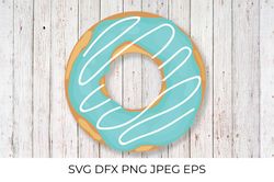 Donut SVG. Cute doughnut with blue glaze