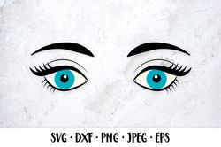 beautiful female eyes with eyelashes and eyebrows svg