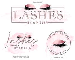 custom lash logo design premade eyelashes logo lash artist business logo lash brows gold logo gold glitter eyelash logo