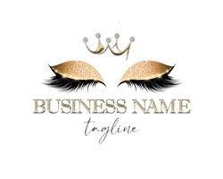 custom lash logo design premade eyelashes logo lash artist business logo lash brows gold logo gold glitter eyelash logo