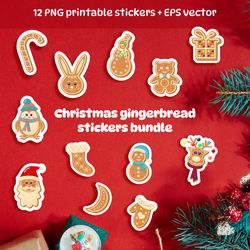 christmas gingerbread stickers bundle