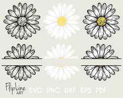 daisy flower bundle svg simple flower png clipart