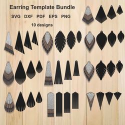 earrings svg bundle, earring templates for laser cutting, cricut, silhouette studio, earring pattern svg cut files