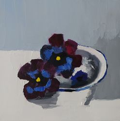 violets painting original art oil painting still life wall decor