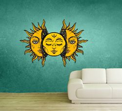 moon coming out of the sun sticker day and night wall sticker vinyl decal mural art decor full color sticker