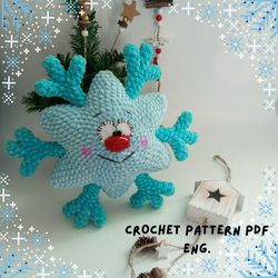 amigurumi crochet christmas snowflake , crochet pattern, digital download