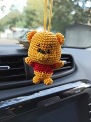 crochet car hanging,keychain bear winnie the pooh ,cute accessories for bag, mini toy bear charm for bag