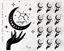 zodiac signs clipart, astrology svg, zodiac svg bundle, horoscope svg, gemini svg, constellation svg, virgo svg