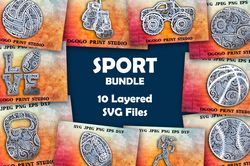 3d  sport svg bundle - 10 layered mandala cut files - 3 layer