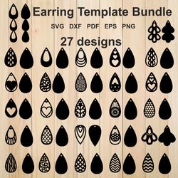 earrings svg bundle, earring templates for laser cutting, cricut, silhouette studio, earring pattern svg cut files