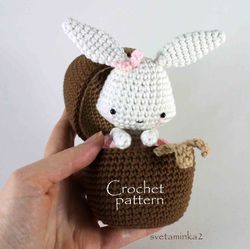 easter crochet pattern for amigurumi easter egg surprise with crochet ballerina bunny inside