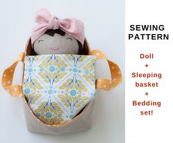 doll and sleeping basket. sewing patterns and tutorials pdf