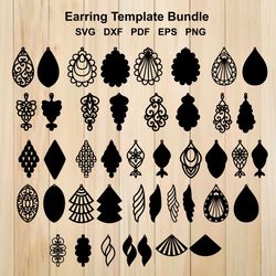 earrings svg bundle, earring templates for laser cutting, cricut, silhouette studio, earring pattern svg cut files